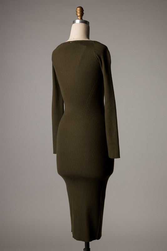 Clark Rib Wide Open Bodycon Dress